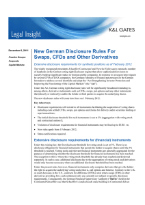 New German Disclosure Rules For Swaps, CFDs and Other Derivatives