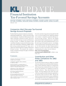 UPDATE Financial Institution Tax-Favored Savings Accounts