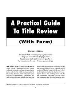A Practical Guide To Title Review (With Form) Shannon J. Skinner