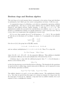Boolean rings and Boolean algebra