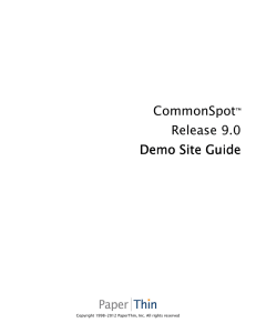 CommonSpot  Release 9.0 Demo Site Guide