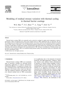 Modeling of residual stresses variation with thermal cycling W.G. Mao