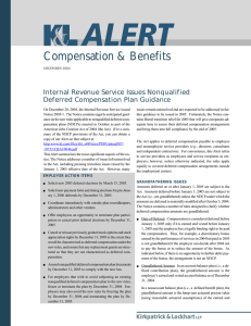 Compensation &amp; Benefits Internal Revenue Service Issues Nonqualified Deferred Compensation Plan Guidance