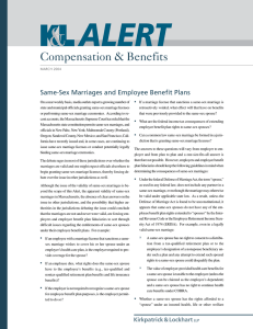 Same-Sex Marriages and Employee Benefit Plans