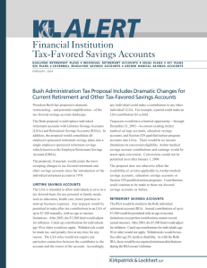 Financial Institution Tax-Favored Savings Accounts