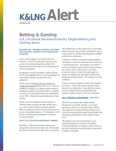 Alert K&amp;LNG Betting &amp; Gaming U.K.'s Financial Services Authority Targets Betting and