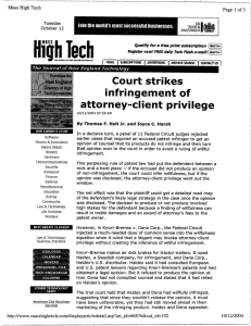 Court strikes infringement of attorney-client privilege The Journal of New