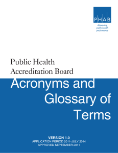 Acronyms and Glossary of Terms Public Health