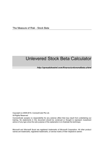 Unlevered Stock Beta Calculator  The Measure of Risk - Stock Beta