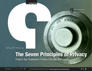 The Seven Principles of Privacy By David H. Holtzman +