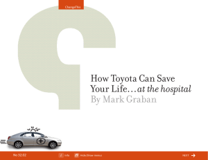 How Toyota Can Save Your Life… at the hospital By Mark Graban