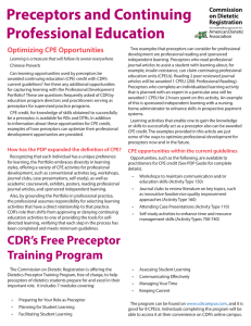 Preceptors and Continuing Professional Education Optimizing CPE Opportunities