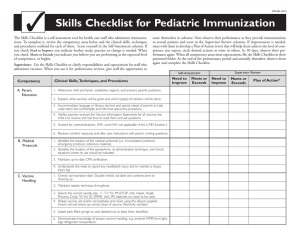 Skills Checklist for Pediatric Immunization