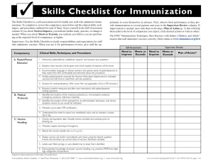 ✓ Skills Checklist for Immunization