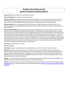 Outdoor Recreation Center Rental Technician Job Description