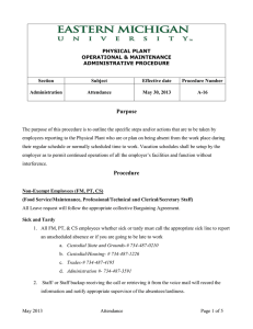 PHYSICAL PLANT OPERATIONAL &amp; MAINTENANCE ADMINISTRATIVE PROCEDURE