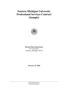 Eastern Michigan University Professional Services Contract (Sample) Physical Plant Department