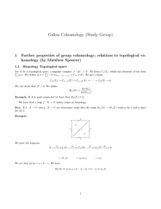 Galois Cohomology (Study Group) homology (by Matthew Spencer) 1.1 Homology Topological space