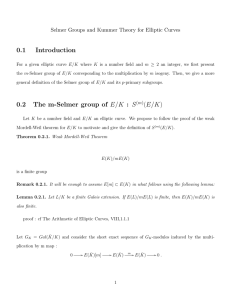 0.1 Introduction Selmer Groups and Kummer Theory for Elliptic Curves