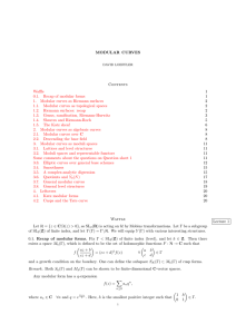 MODULAR CURVES Contents 1 2