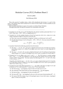 Modular Curves (TCC) Problem Sheet 2 David Loeffler 21st February 2014