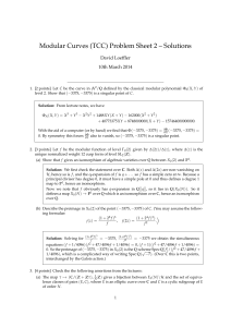 Modular Curves (TCC) Problem Sheet 2 – Solutions David Loeffler (