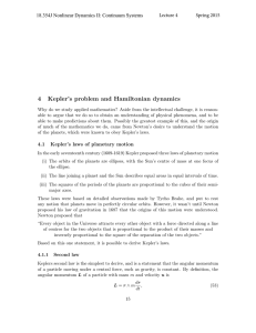 4 Kepler’s problem and Hamiltonian dynamics Lecture 4 Spring 2015