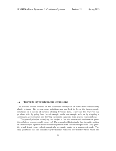 12 Towards hydrodynamic equations 18.354J Nonlinear Dynamics II: Continuum Systems Lecture 12