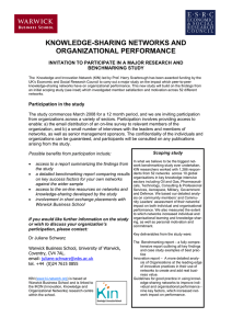 KNOWLEDGE-SHARING NETWORKS AND ORGANIZATIONAL PERFORMANCE BENCHMARKING STUDY