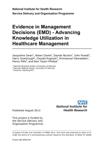 Evidence in Management Decisions (EMD) - Advancing Knowledge Utilization in Healthcare Management