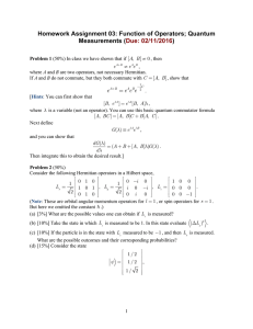 Homework Assignment 03: Function of Operators; Quantum Measurements ( ) Due: 02/11/2016