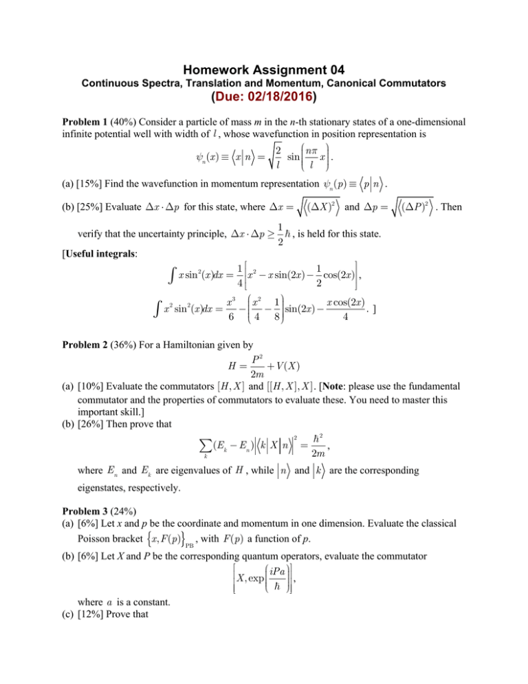 Homework Assignment 04 Due 02 18 16