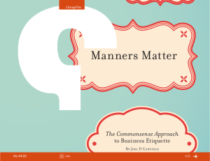 Manners Matter  The Commonsense Approach