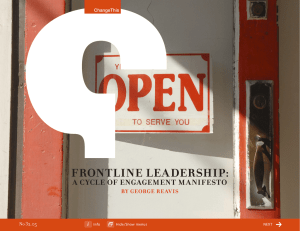 Frontline leadership: a CyCle oF engagement maniFesto By george reavis 32.05