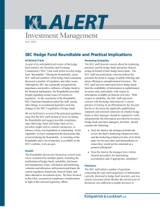 Investment Management SEC Hedge Fund Roundtable and Practical Implications