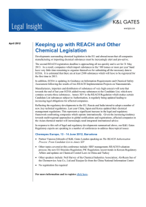 Keeping up with REACH and Other Chemical Legislation