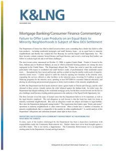 K&amp;LNG Mortgage Banking/Consumer Finance Commentary