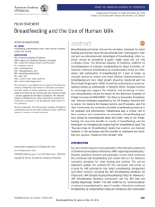 Breastfeeding and the Use of Human Milk abstract POLICY STATEMENT