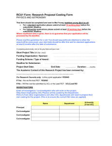 RCU1 Form: Research Proposal Costing Form  PHYSICS AND ASTRONOMY
