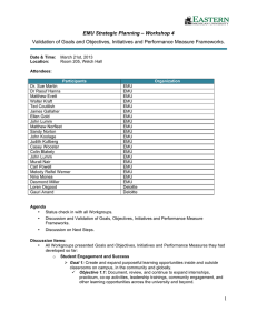 Validation of Goals and Objectives, Initiatives and Performance Measure Frameworks.