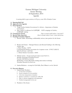 Eastern Michigan University Senate Meeting 22 September, 2015 Agenda