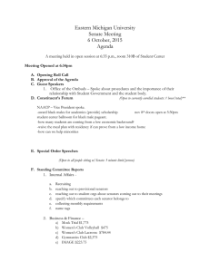 Eastern Michigan University Senate Meeting 6 October, 2015 Agenda