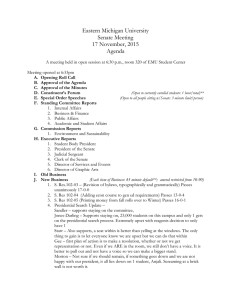 Eastern Michigan University Senate Meeting 17 November, 2015 Agenda