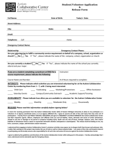 Student/Volunteer Application &amp; Release Form