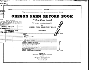 Name. OREGON FARM RECORD BOOK 4 (Year:.