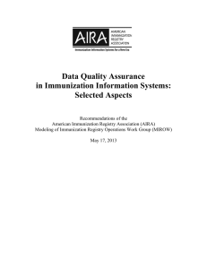 Data Quality Assurance in Immunization Information Systems: Selected Aspects