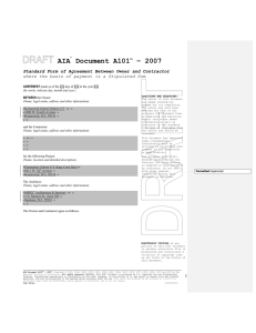 AIA Document A101 – 2007 Standard Form of Agreement Between Owner and Contractor