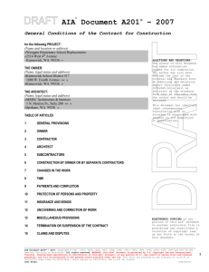 AIA Document A201 – 2007 General Conditions of the Contract for Construction