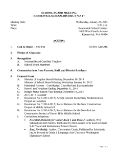 SCHOOL BOARD MEETING KENNEWICK SCHOOL DISTRICT NO. 17  Meeting Date:
