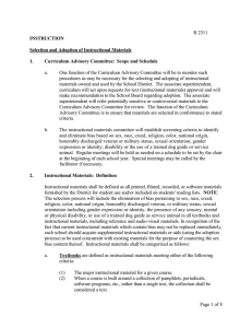 R 2311 INSTRUCTION Selection and Adoption of Instructional Materials